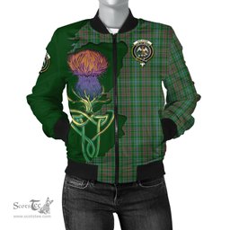 Scottish Ralston USA Tartan Family Crest with Thistle and Scotland Map Tartan Plaid Bomber Jacket Scottish Plaid Tartan Plaid - ScotsTee - scotstee.com