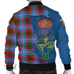 Scottish Trotter Tartan Family Crest with Thistle and Scotland Map Tartan Plaid Bomber Jacket Scottish Plaid Tartan Plaid - ScotsTee - scotstee.com