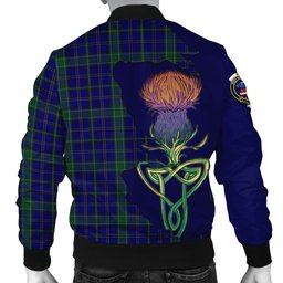 Scottish Weir Tartan Family Crest with Thistle and Scotland Map Tartan Plaid Bomber Jacket Scottish Plaid Tartan Plaid - ScotsTee - scotstee.com