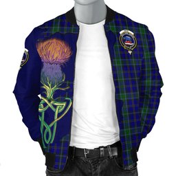 Scottish Weir Tartan Family Crest with Thistle and Scotland Map Tartan Plaid Bomber Jacket Scottish Plaid Tartan Plaid - ScotsTee - scotstee.com
