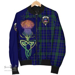 Scottish Weir Tartan Family Crest with Thistle and Scotland Map Tartan Plaid Bomber Jacket Scottish Plaid Tartan Plaid - ScotsTee - scotstee.com