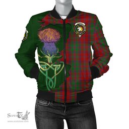 Scottish Stewart of Appin Tartan Family Crest with Thistle and Scotland Map Tartan Plaid Bomber Jacket Scottish Plaid Tartan Plaid - ScotsTee - scotstee.com