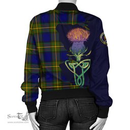 Scottish Moore Tartan Family Crest with Thistle and Scotland Map Tartan Plaid Bomber Jacket Scottish Plaid Tartan Plaid - ScotsTee - scotstee.com