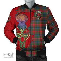 Scottish Wilson Modern Tartan Family Crest with Thistle and Scotland Map Tartan Plaid Bomber Jacket Scottish Plaid Tartan Plaid - ScotsTee - scotstee.com