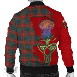 Scottish Wilson Modern Tartan Family Crest with Thistle and Scotland Map Tartan Plaid Bomber Jacket Scottish Plaid Tartan Plaid - ScotsTee - scotstee.com