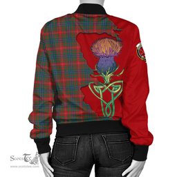 Scottish Wilson Modern Tartan Family Crest with Thistle and Scotland Map Tartan Plaid Bomber Jacket Scottish Plaid Tartan Plaid - ScotsTee - scotstee.com