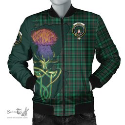 Scottish Ross Hunting Modern Tartan Family Crest with Thistle and Scotland Map Tartan Plaid Bomber Jacket Scottish Plaid Tartan Plaid - ScotsTee - scotstee.com