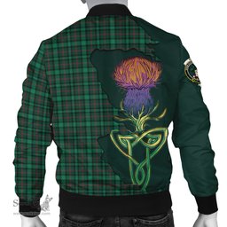 Scottish Ross Hunting Modern Tartan Family Crest with Thistle and Scotland Map Tartan Plaid Bomber Jacket Scottish Plaid Tartan Plaid - ScotsTee - scotstee.com