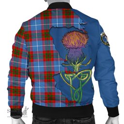 Scottish Pennycook Tartan Family Crest with Thistle and Scotland Map Tartan Plaid Bomber Jacket Scottish Plaid Tartan Plaid - ScotsTee - scotstee.com