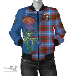 Scottish Pennycook Tartan Family Crest with Thistle and Scotland Map Tartan Plaid Bomber Jacket Scottish Plaid Tartan Plaid - ScotsTee - scotstee.com