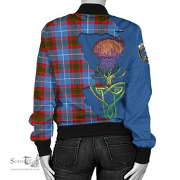Scottish Pennycook Tartan Family Crest with Thistle and Scotland Map Tartan Plaid Bomber Jacket Scottish Plaid Tartan Plaid - ScotsTee - scotstee.com
