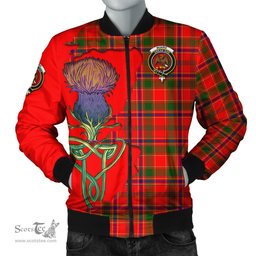 Scottish Munro Modern Tartan Family Crest with Thistle and Scotland Map Tartan Plaid Bomber Jacket Scottish Plaid Tartan Plaid - ScotsTee - scotstee.com