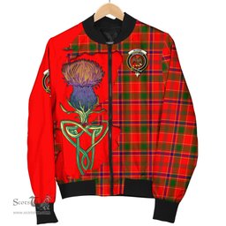 Scottish Munro Modern Tartan Family Crest with Thistle and Scotland Map Tartan Plaid Bomber Jacket Scottish Plaid Tartan Plaid - ScotsTee - scotstee.com