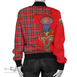 Scottish Sinclair Modern Tartan Family Crest with Thistle and Scotland Map Tartan Plaid Bomber Jacket Scottish Plaid Tartan Plaid - ScotsTee - scotstee.com