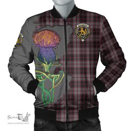 Scottish MacPherson Hunting Tartan Family Crest with Thistle and Scotland Map Tartan Plaid Bomber Jacket Scottish Plaid Tartan Plaid - ScotsTee - scotstee.com