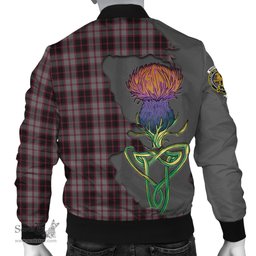 Scottish MacPherson Hunting Tartan Family Crest with Thistle and Scotland Map Tartan Plaid Bomber Jacket Scottish Plaid Tartan Plaid - ScotsTee - scotstee.com