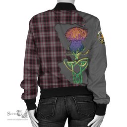 Scottish MacPherson Hunting Tartan Family Crest with Thistle and Scotland Map Tartan Plaid Bomber Jacket Scottish Plaid Tartan Plaid - ScotsTee - scotstee.com