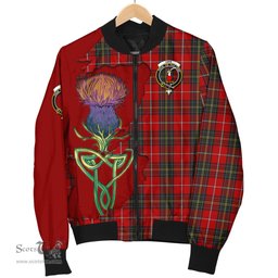 Scottish Orr Tartan Family Crest with Thistle and Scotland Map Tartan Plaid Bomber Jacket Scottish Plaid Tartan Plaid - ScotsTee - scotstee.com