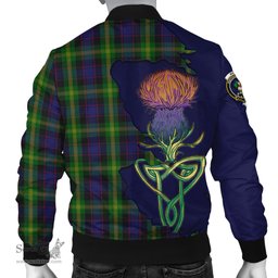 Scottish Watson Tartan Family Crest with Thistle and Scotland Map Tartan Plaid Bomber Jacket Scottish Plaid Tartan Plaid - ScotsTee - scotstee.com