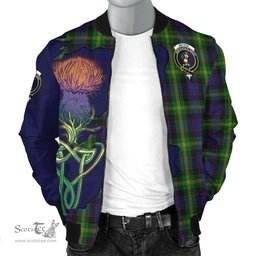 Scottish Watson Tartan Family Crest with Thistle and Scotland Map Tartan Plaid Bomber Jacket Scottish Plaid Tartan Plaid - ScotsTee - scotstee.com