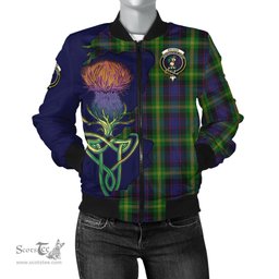 Scottish Watson Tartan Family Crest with Thistle and Scotland Map Tartan Plaid Bomber Jacket Scottish Plaid Tartan Plaid - ScotsTee - scotstee.com