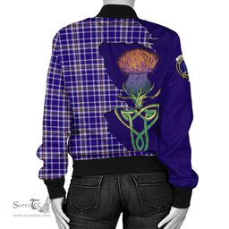 Scottish Ochterlony Tartan Family Crest with Thistle and Scotland Map Tartan Plaid Bomber Jacket Scottish Plaid Tartan Plaid - ScotsTee - scotstee.com