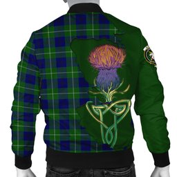 Scottish Oliphant Modern Tartan Family Crest with Thistle and Scotland Map Tartan Plaid Bomber Jacket Scottish Plaid Tartan Plaid - ScotsTee - scotstee.com