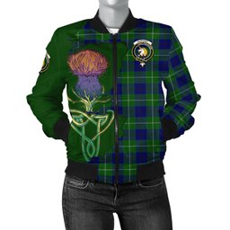 Scottish Oliphant Modern Tartan Family Crest with Thistle and Scotland Map Tartan Plaid Bomber Jacket Scottish Plaid Tartan Plaid - ScotsTee - scotstee.com