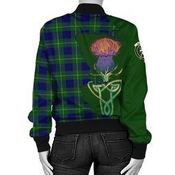 Scottish Oliphant Modern Tartan Family Crest with Thistle and Scotland Map Tartan Plaid Bomber Jacket Scottish Plaid Tartan Plaid - ScotsTee - scotstee.com