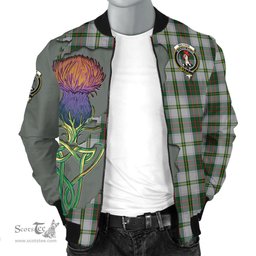 Scottish Taylor Dress Tartan Family Crest with Thistle and Scotland Map Tartan Plaid Bomber Jacket Scottish Plaid Tartan Plaid - ScotsTee - scotstee.com