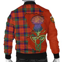 Scottish Nicolson Ancient Tartan Family Crest with Thistle and Scotland Map Tartan Plaid Bomber Jacket Scottish Plaid Tartan Plaid - ScotsTee - scotstee.com