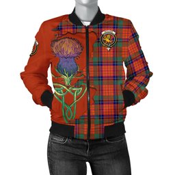 Scottish Nicolson Ancient Tartan Family Crest with Thistle and Scotland Map Tartan Plaid Bomber Jacket Scottish Plaid Tartan Plaid - ScotsTee - scotstee.com
