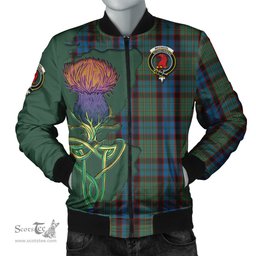 Scottish MacNicol Hunting Tartan Family Crest with Thistle and Scotland Map Tartan Plaid Bomber Jacket Scottish Plaid Tartan Plaid - ScotsTee - scotstee.com