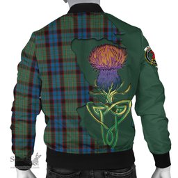Scottish MacNicol Hunting Tartan Family Crest with Thistle and Scotland Map Tartan Plaid Bomber Jacket Scottish Plaid Tartan Plaid - ScotsTee - scotstee.com