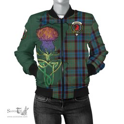Scottish MacNicol Hunting Tartan Family Crest with Thistle and Scotland Map Tartan Plaid Bomber Jacket Scottish Plaid Tartan Plaid - ScotsTee - scotstee.com