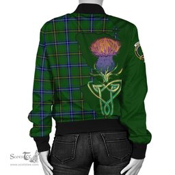 Scottish Henderson Modern Tartan Family Crest with Thistle and Scotland Map Tartan Plaid Bomber Jacket Scottish Plaid Tartan Plaid - ScotsTee - scotstee.com
