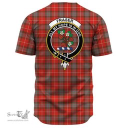 Scottish Fraser Weathered Clan Tartan Baseball Jersey - Crest Classic Scottish Plaid Tartan Plaid