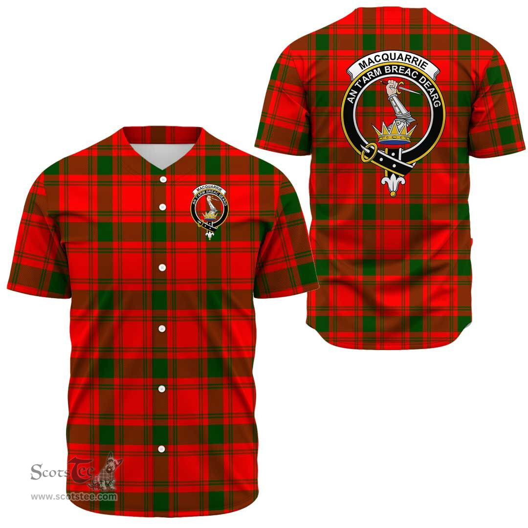 Scottish MacQuarrie Modern Clan Tartan Baseball Jersey - Crest Classic Scottish Plaid Tartan Plaid