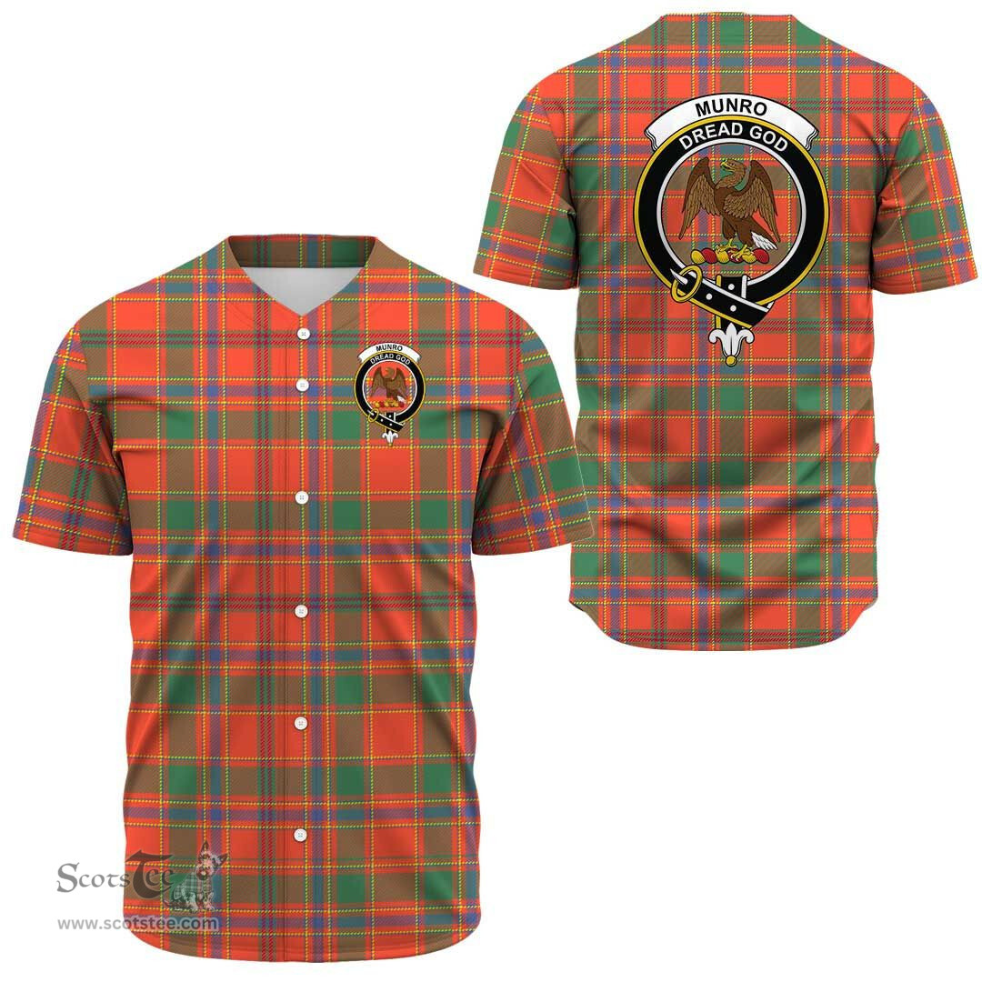 Scottish Munro Ancient Clan Tartan Baseball Jersey - Crest Classic Scottish Plaid Tartan Plaid