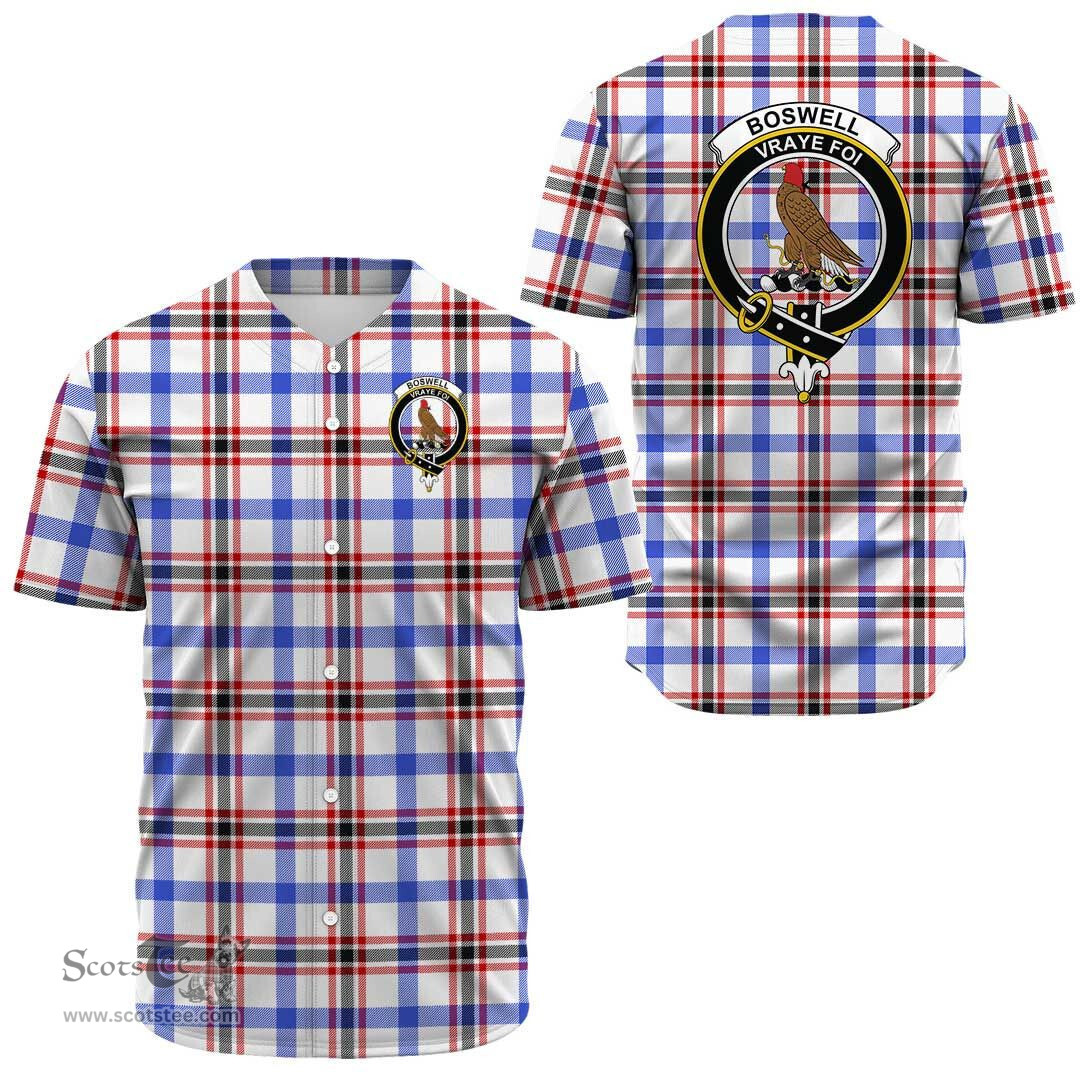 Scottish Boswell Modern Clan Tartan Baseball Jersey - Crest Classic Scottish Plaid Tartan Plaid