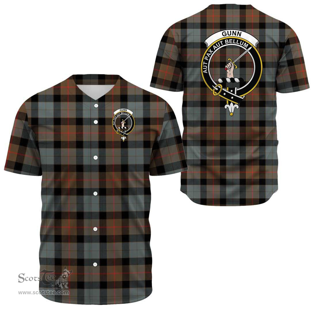 Scottish Gunn Weathered Clan Tartan Baseball Jersey - Crest Classic Scottish Plaid Tartan Plaid