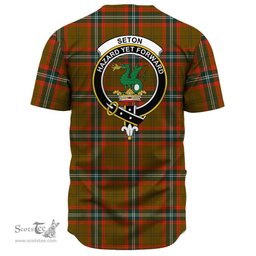 Scottish Seton Hunting Modern Clan Tartan Baseball Jersey - Crest Classic Scottish Plaid Tartan Plaid