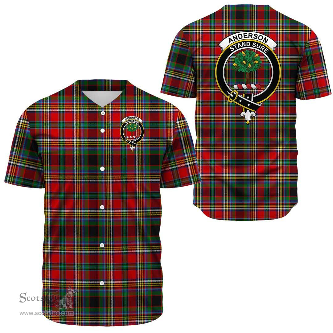 Scottish Anderson of Arbrake Clan Tartan Baseball Jersey - Crest Classic Scottish Plaid Tartan Plaid