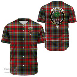 Scottish Anderson of Arbrake Clan Tartan Baseball Jersey - Crest Classic Scottish Plaid Tartan Plaid