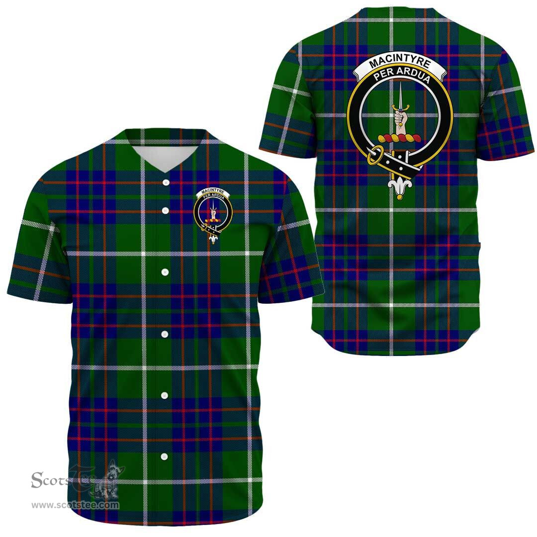 Scottish MacIntyre Hunting Modern Clan Tartan Baseball Jersey - Crest Classic Scottish Plaid Tartan Plaid