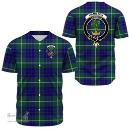 Scottish Hamilton Hunting Modern Clan Tartan Baseball Jersey - Crest Classic Scottish Plaid Tartan Plaid