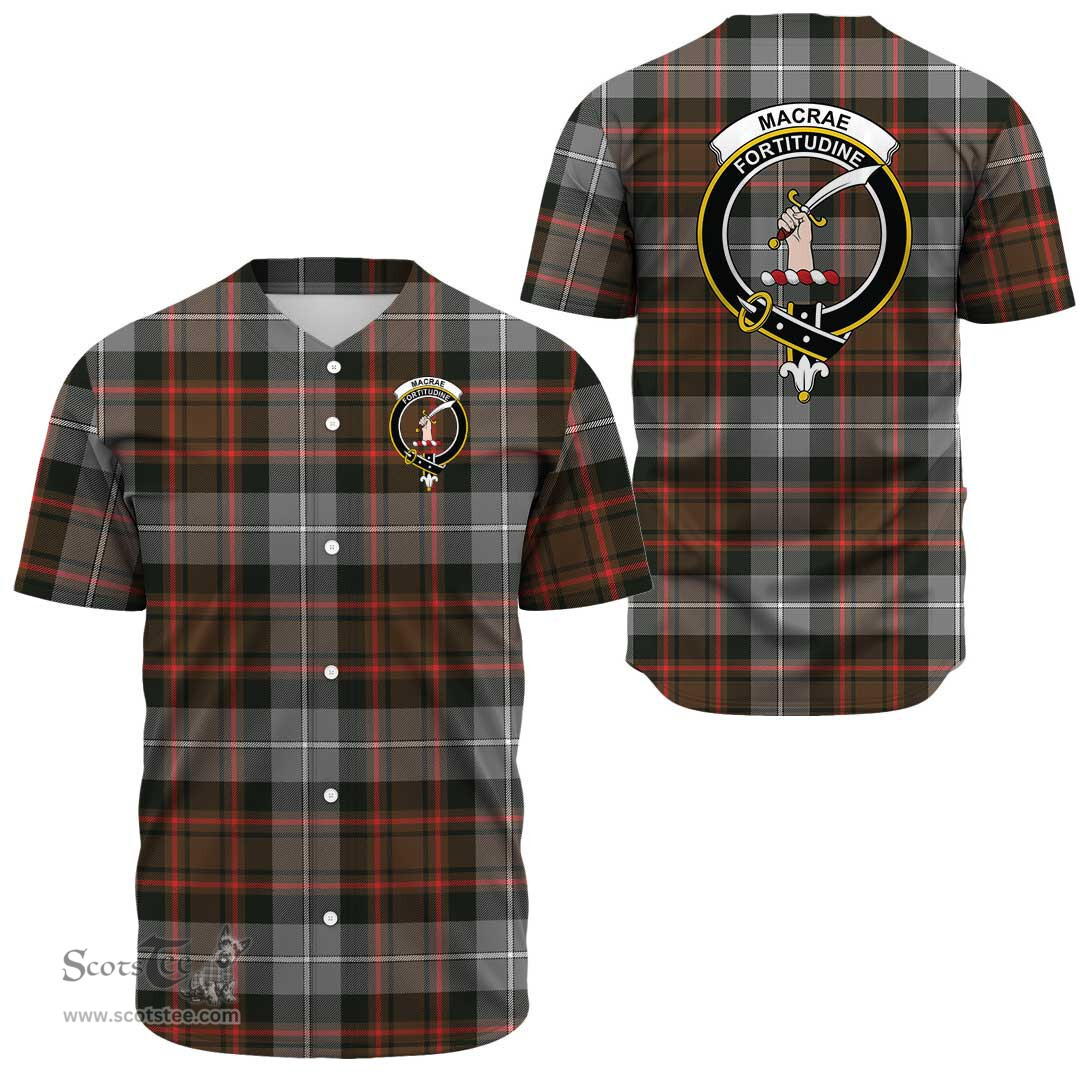 Scottish MacRae Hunting Weathered Clan Tartan Baseball Jersey - Crest Classic Scottish Plaid Tartan Plaid