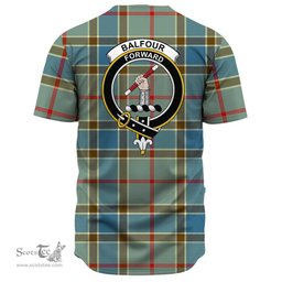 Scottish Balfour Blue Clan Tartan Baseball Jersey - Crest Classic Scottish Plaid Tartan Plaid