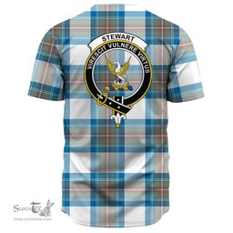 Scottish Stewart Muted Blue Clan Tartan Baseball Jersey - Crest Classic Scottish Plaid Tartan Plaid