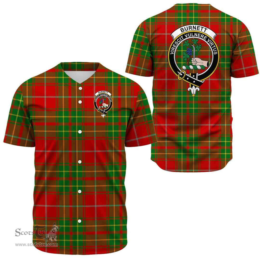 Scottish Burnett Ancient Clan Tartan Baseball Jersey - Crest Classic Scottish Plaid Tartan Plaid